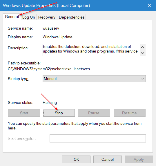 effacez le cache de Windows Update dans Windows 10 étape 3