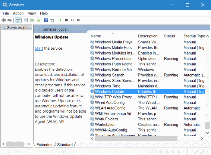 effacer le cache de Windows Update dans Windows 10 étape 2