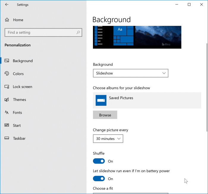 Activer le diaporama d'arrière-plan du bureau dans Windows 10 pic2