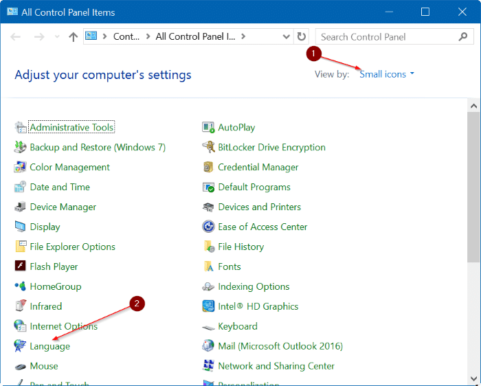 activer ou désactiver la barre de langue dans Windows 10 étape 2
