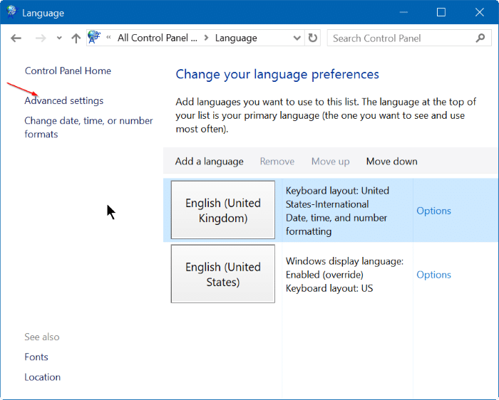 activer ou désactiver la barre de langue dans Windows 10 étape 3