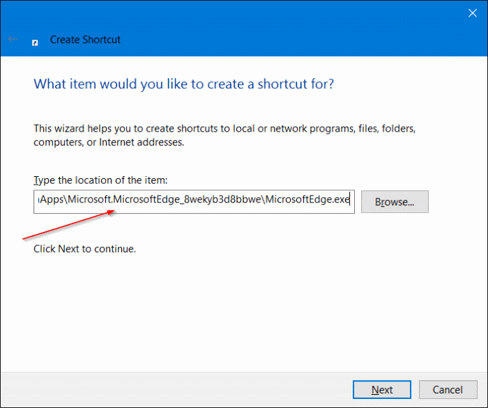 Créer un raccourci Microsoft Edge sur le bureau dans Windows 10 step4.JPG