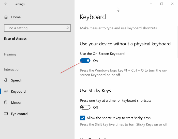 ouvrir le clavier à l'écran dans Windows 10 pic5