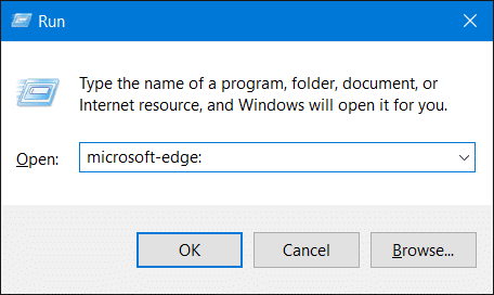 démarrer Microsoft Edge à partir de la boîte de commande runc