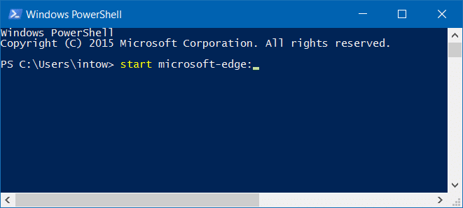 ouvrir Microsoft Edge à partir de PowerShell dans Windows 10