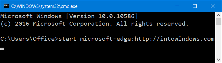 Ouvrez Microsoft Edge à partir de l'invite de commande dans Windows 10 Étape 4