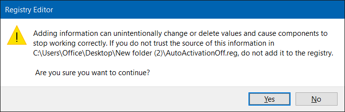 désactiver l'activation automatique dans Windows 10 étape 5