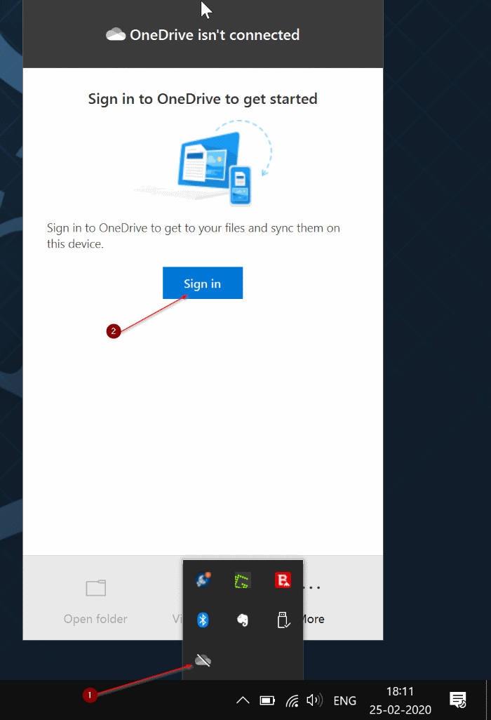 connectez-vous à onedrive dans Windows 10 pic1