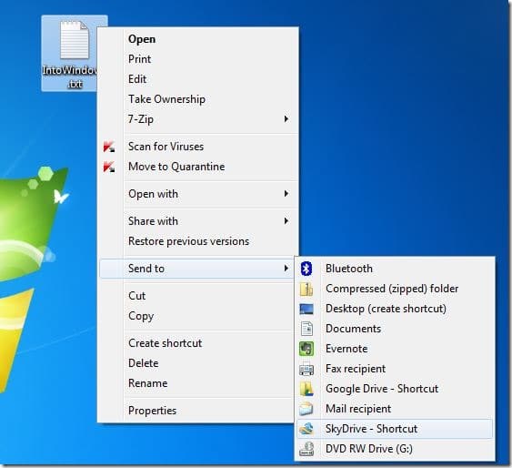 Comment ajouter SkyDrive et Google Drive a envoyer au menu
