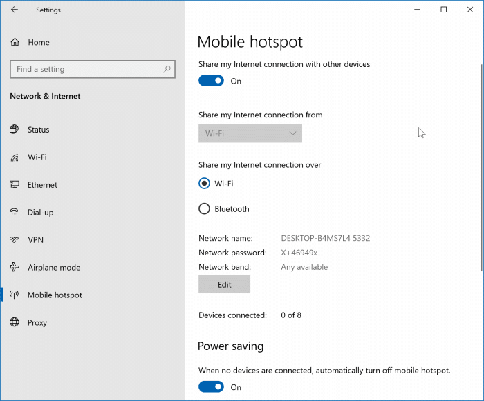 créer un hotspot mobile dans Windows 10 pic01