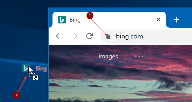 créer un lien de site Web sur le bureau dans Windows 10 pic1