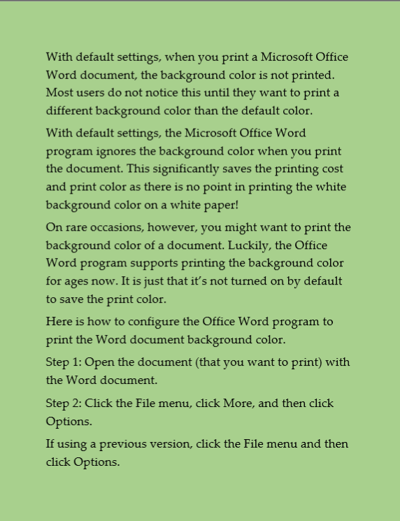 Comment imprimer la couleur darriere plan du document Office Word