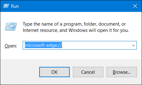 Ouvrez Microsoft Edge à partir de la boîte de commande Exécuter dans Windows 10