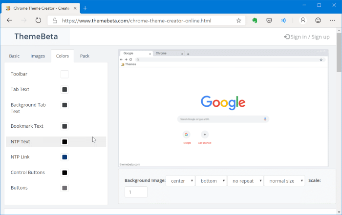 Creer un theme Google Chrome en ligne