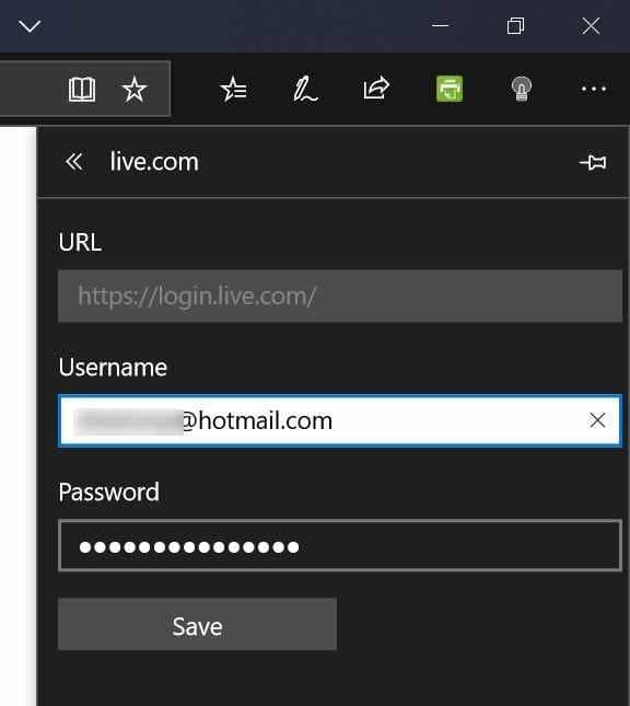 Edit or update passwords saved in Microsoft Edge in Windows 10 pic5