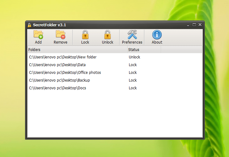 Free Folder Locker pour Windows 10