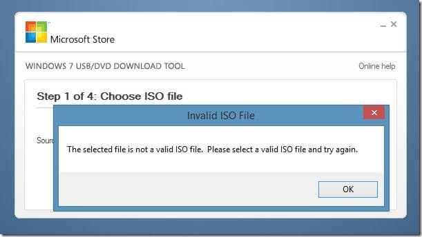 Le fichier selectionne nest pas un fichier ISO valide Erreur