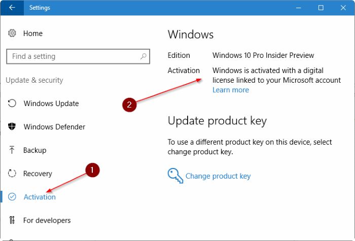 Lier la licence Windows 10 tout en utilisant un compte