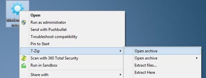 Loption 7 Zip est absente du menu contextuel de Windows 10