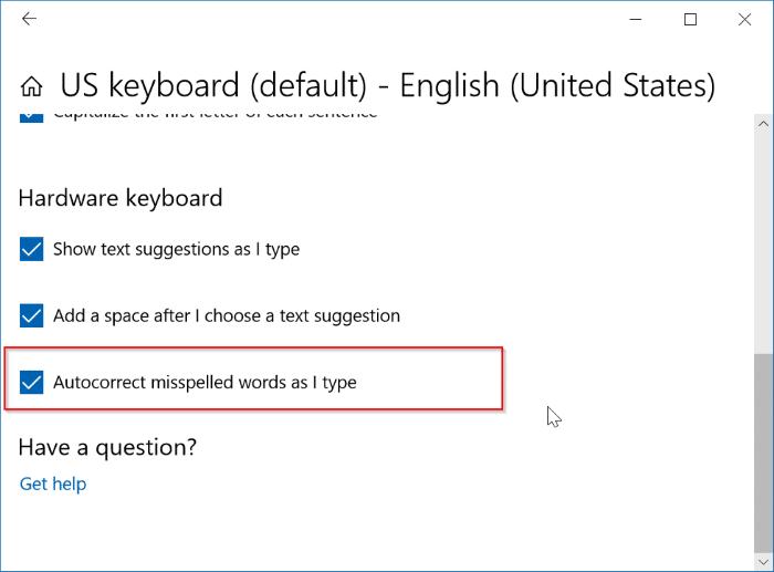 enable or disable auto correct in Windows 10 pic2