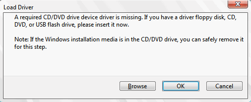 erreur lors de linstallation de windows a partir de lusb dans un lecteur cd dvd requis