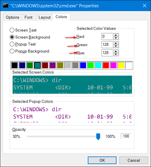 changer la couleur d'arrière-plan de l'invite de commande dans Windows 10 étape 4