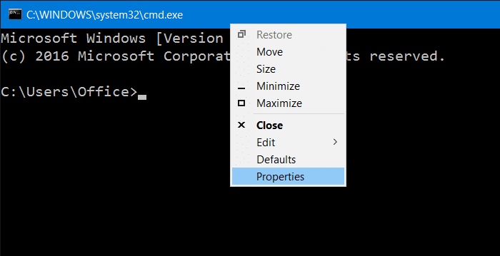 Rendre l'invite de commande transparente dans Windows 10 pic1
