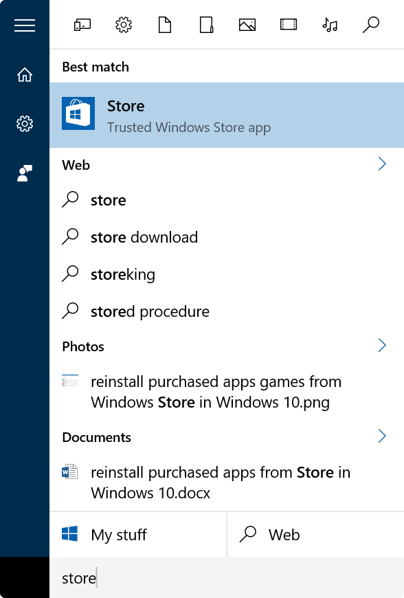 Réinstaller les jeux d'applications achetés en magasin dans Windows 10 Étape 1