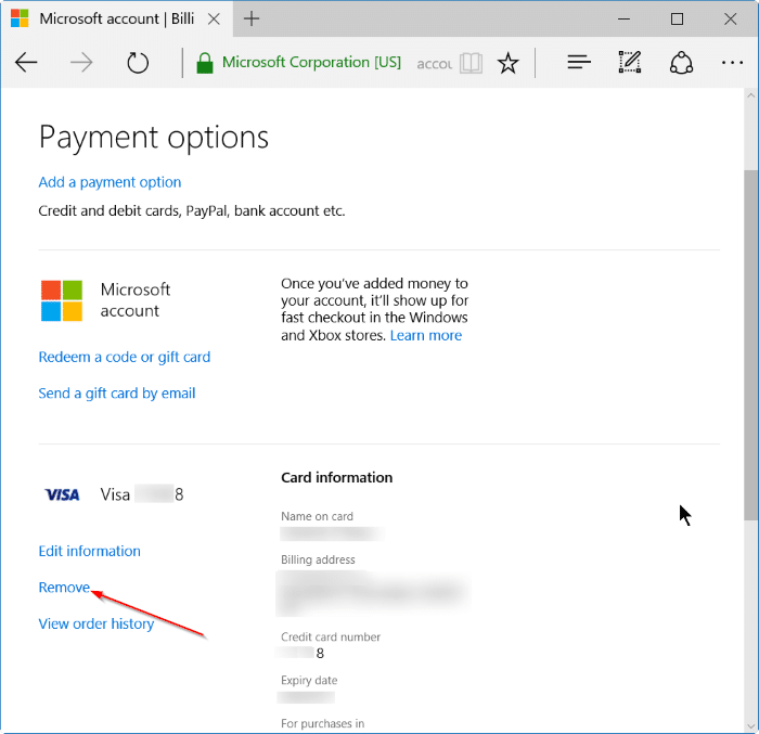 supprimer les informations de carte de crédit du magasin dans Windows 10 étape 5