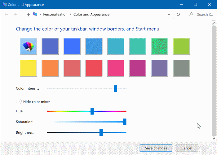 changer la couleur de la bordure de la fenêtre dans Windows 10