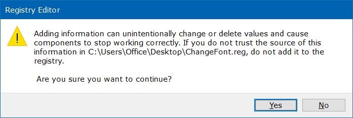 changer la police par défaut dans Windows 10 étape 1