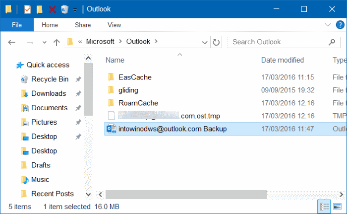 Outlook 2016 se bloque lors du traitement du début du téléchargement du profil, étape 5