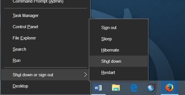raccourcis clavier pour l'arrêt, redémarrez Windows 10 step3