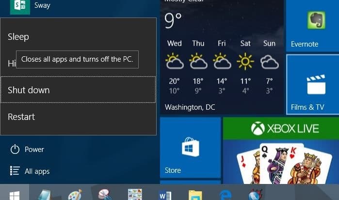 raccourcis clavier pour l'arrêt, redémarrez Windows 10 step8