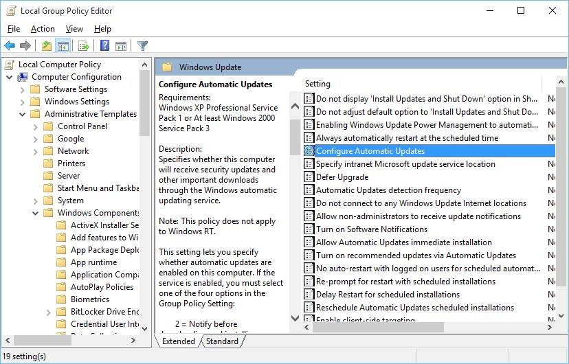 Désactivez Windows Update dans Windows 10 Step3