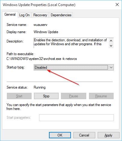 Désactivez Windows Update dans Windows 10 Step7