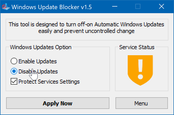 Blocage de la mise à jour de Windows 10