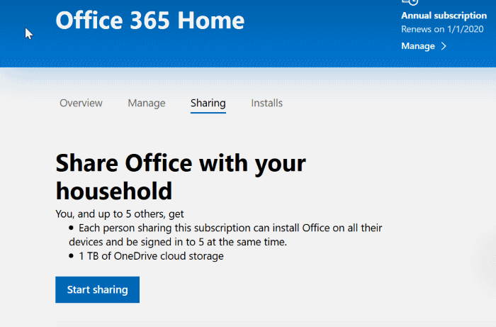partager l'abonnement Office 365 Famille avec d'autres personnes pic1