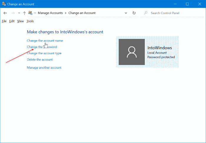 modifier ou supprimer le mot de passe du compte local dans Windows 10 pic4