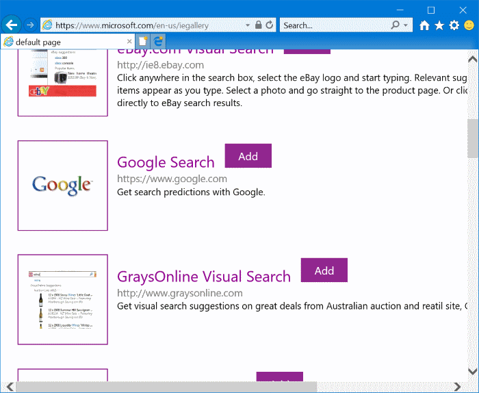 définir Google comme moteur de recherche par défaut dans Internet Explorer dans Windows 10 pic3