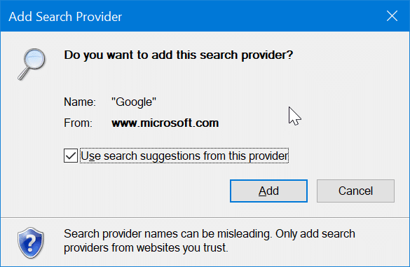 définir Google comme moteur de recherche par défaut dans Internet Explorer dans Windows 10 pic4