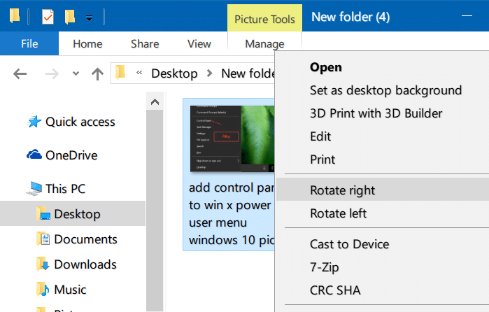 faire pivoter les images dans l'explorateur de fichiers Windows 10 pic3