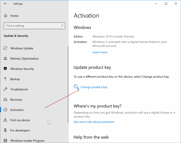 modifier l'image de clé de produit Windows 10 1