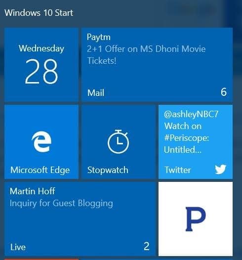 ajouter un compte de messagerie individuel au menu de démarrage de Windows 10