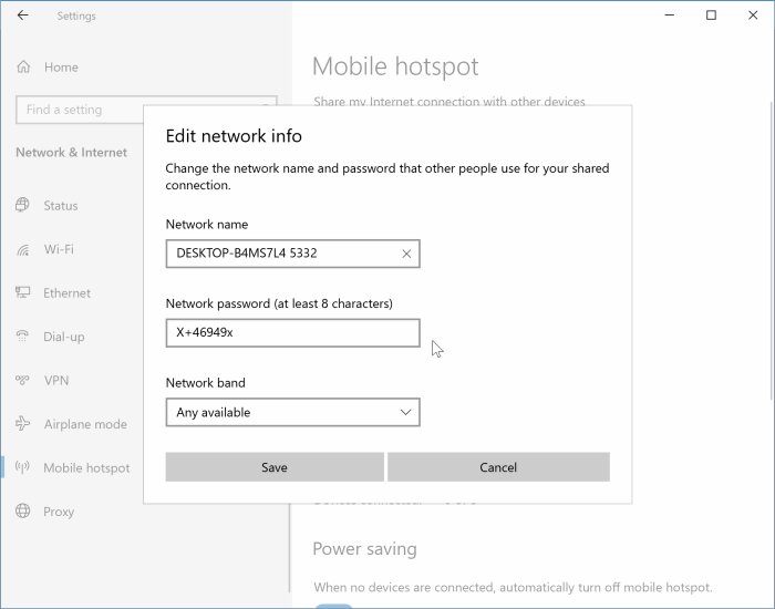 changer le nom et le mot de passe du hotspot mobile Windows 10 pic1