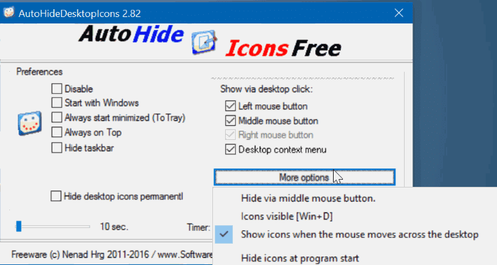 masquer automatiquement les icônes du bureau dans Windows 10 pic3