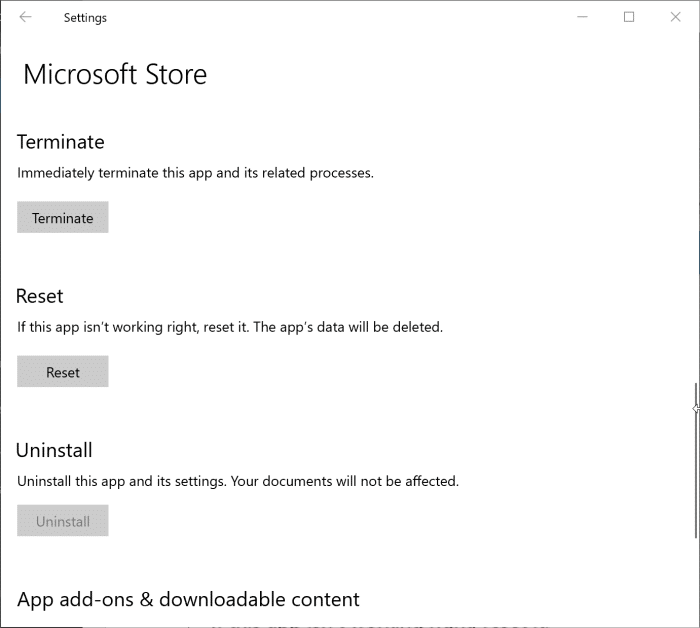 réinitialiser l'application Windows 10 Store pic2
