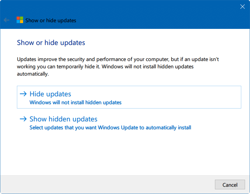 masquer les mises à jour Windows Windows 10 pic1