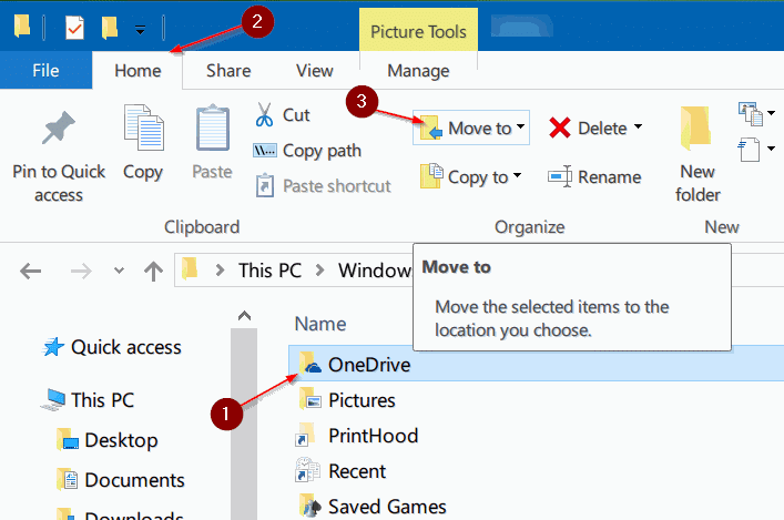 déplacer le dossier onedrive dans Windows 10 étape 6