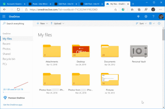 vérifier l'utilisation du stockage onedrive dans Windows 10 pic3
